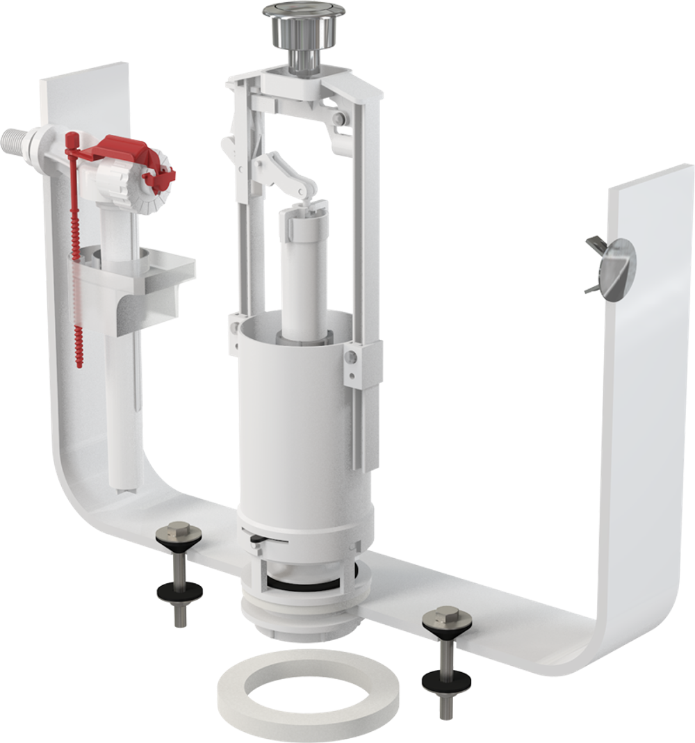 Выпускной комплект SA2000 3/8" CHROM со стоп кнопкой (одинарной), и боковой пласт. подводкой.