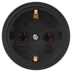 Розетка ЭРА RX11-B-IP44 каучуковая c заземлением 16А IP44 прямая черная | Электротовары