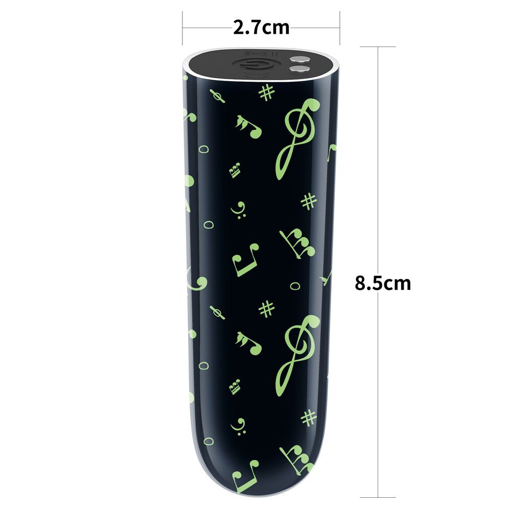 Мини-вибратор Rechargeable Glow-in-the-dark Music Massager - 8,5 см. (Цвет: черный)