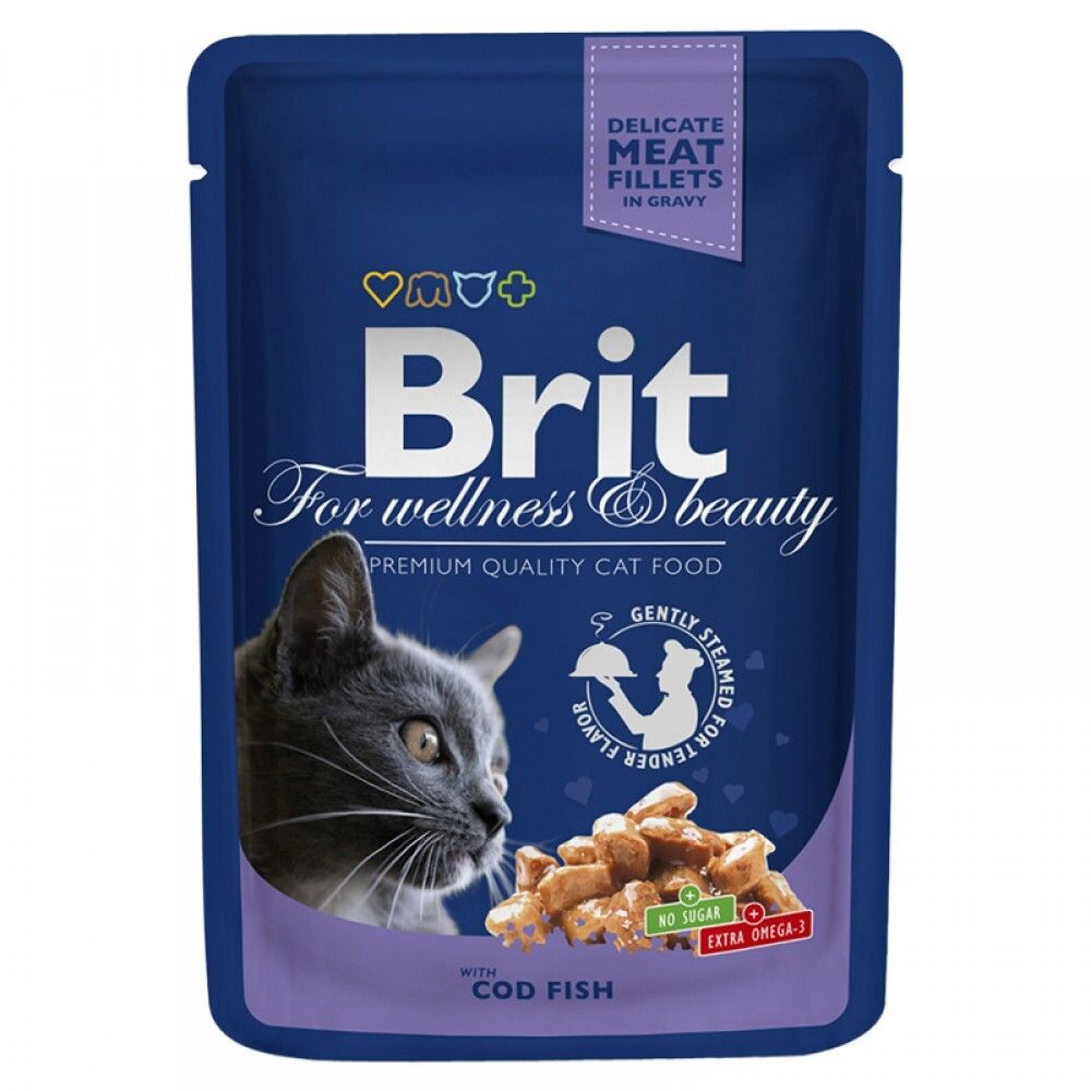 Brit Premium Пауч для кошек &quot;Треска&quot;, 85гр