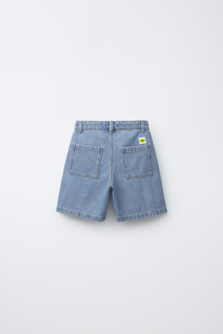 ZARA ДЖИНСОВЫЕ ШОРТЫ В ПОЛОСКУ PENN ©, ГОЛУБОЙ