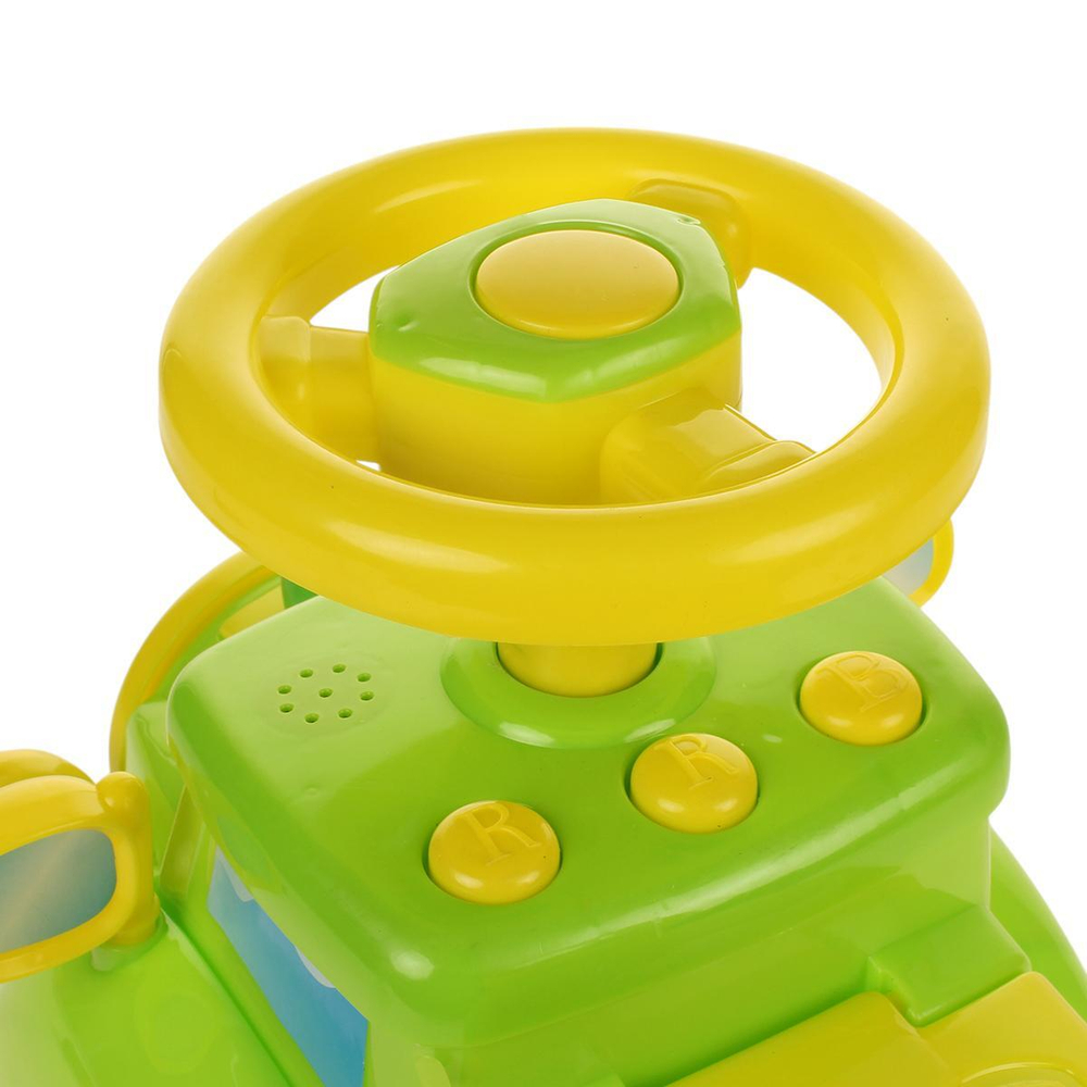 Толокар машина средняя с муз. рулем, цв. зеленый RRB-115 (54*27*34 см)