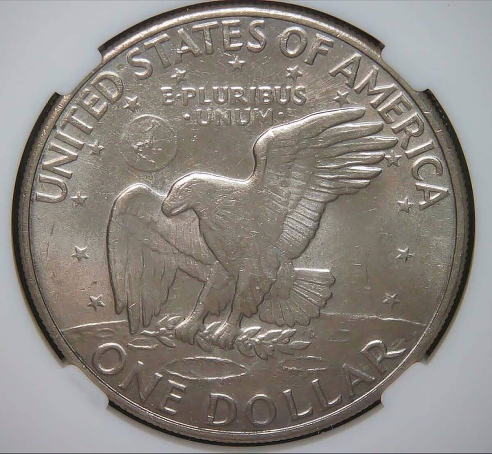 США 1 доллар (dollar) 1972 D "Эйзенхауэр" в слабе DNC (MS64)