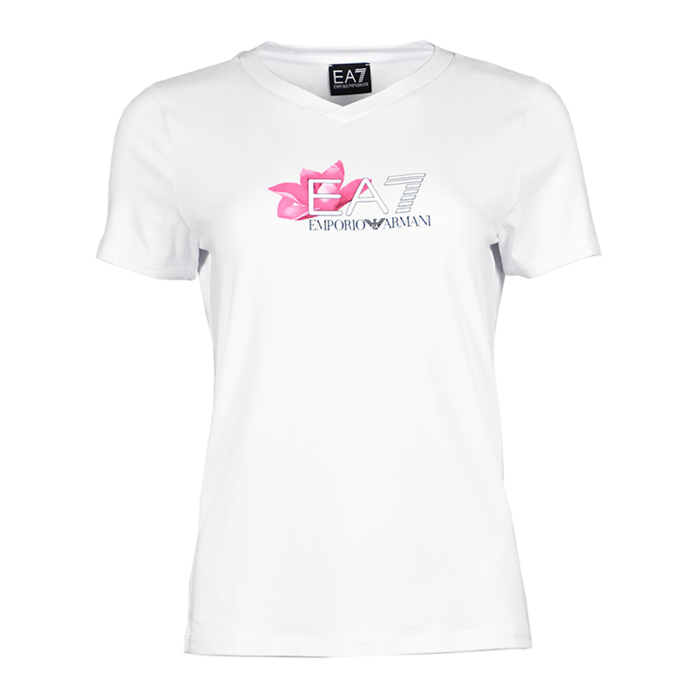 Женская футболка теннисная EA7 Women Jersey T-Shirt - white