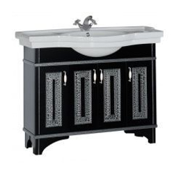 Тумба с раковиной Aquanet Валенса 110 черный краколет/серебро