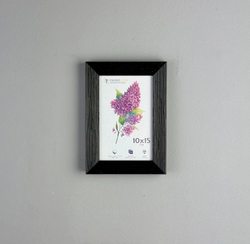 Фоторамка пластиковая 10х15 см, черная, фактура дерево, арт. 1015.628058