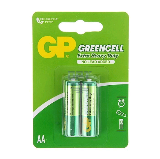 Батарейка GP GreenCell R6 AA BL2 Heavy Duty 1.5V