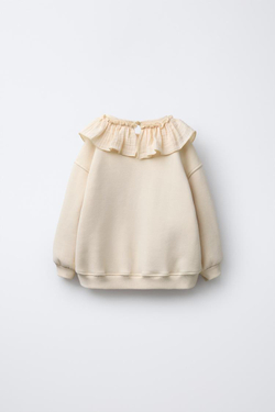 ZARA ТОЛСТОВКА С КРУГЛЫМ ВОРОТНИКОМ, ЭКРЮ