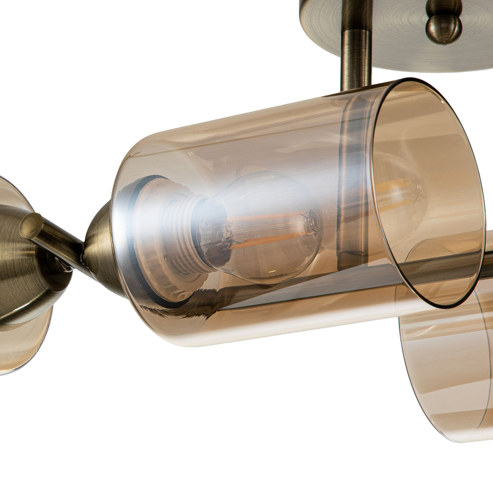 Светильник на штанге 4x60Вт E27, металл/стекло, античная бронза