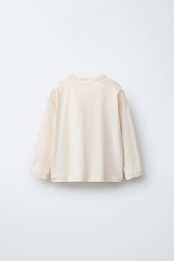 ZARA НАБОР ИЗ ДВУХ ФУТБОЛОК С ДЛИННЫМИ РУКАВАМИ, ЭКРЮ