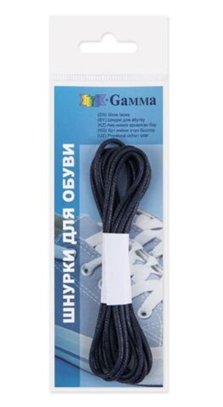 Шнурки "Gamma" ХБВ 60/2 вощеные 2 мм 60 см, 1 пара, цв. синий