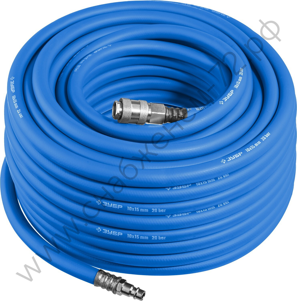 ЗУБР 20 м, 10 х 15 мм, 20 бар, воздушный шланг с фитингами рапид, Профессионал (6481-20)