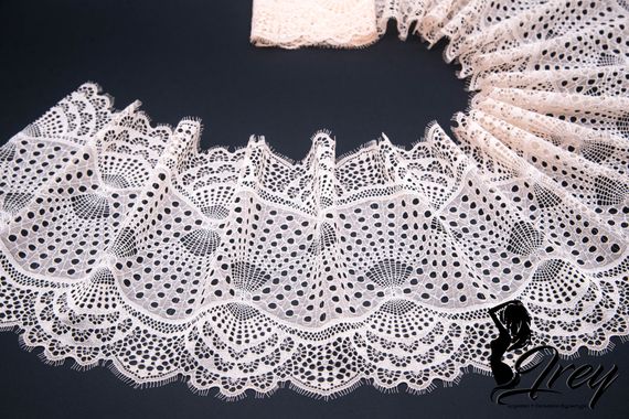 03-167 ОПТ Кружево эластичное 22 см, розовый айвори