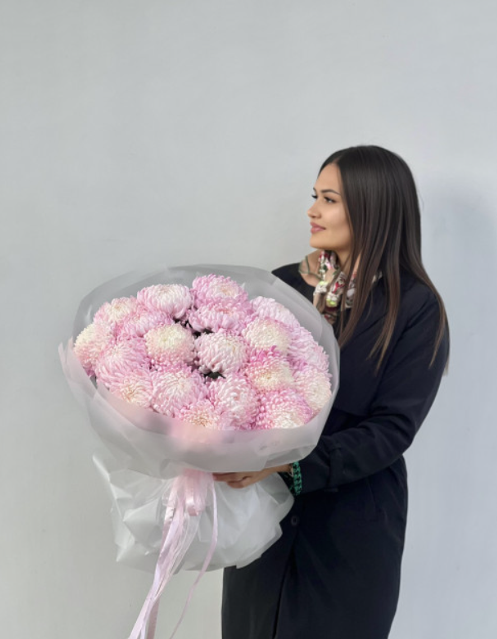 Хризантемы розовые 19 шт