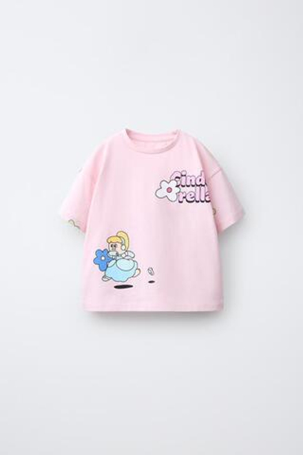 ZARA ФУТБОЛКА С ПРИНТОМ ЗОЛУШКА ПРИНЦЕССЫ © DISNEY, РОЗОВЫЙ