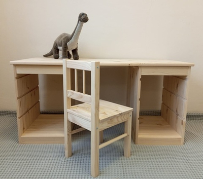 Детский стол и стул (комплект) Труфаст Trofast для хранения игрушек, массив сосны