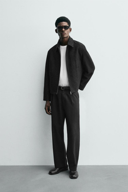 ZARA УКОРОЧЕННАЯ КУРТКА БЛЕСТЯЩАЯ, ЧЕРНЫЙ