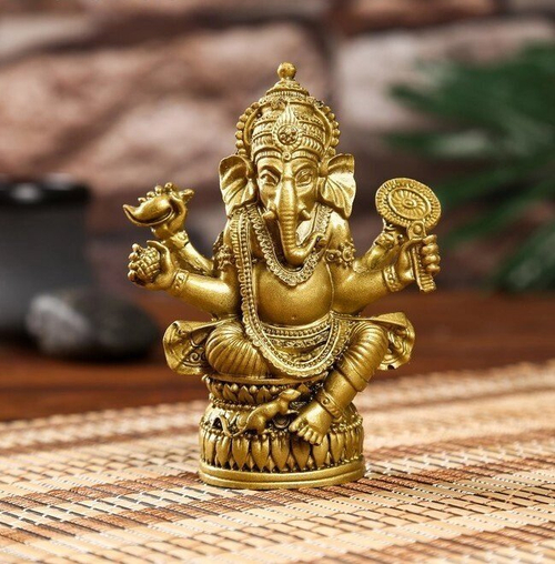 Нэцкэ под бронзу "Ганеша с зеркалом"