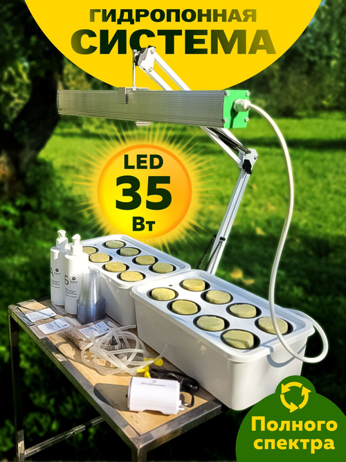 Система выращивания с профессиональной фитолампой АГРОЛО Максимальная, Настольная садовая ферма, Гидропоника