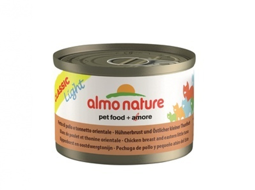 Almo Nature Набор 3 шт.по 50г Низкокалорийные Консервы для Кошек c Куриной грудкой и пятнистым Индо-Тихоокеанским Тунцом (Classic Light Cat Chicken Breast&Eastern Little Tuna) 0,15 кг x 1 шт.