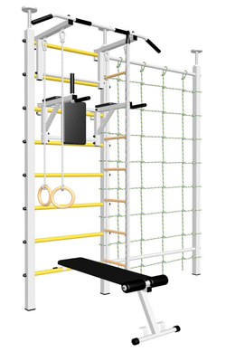 Шведская стенка Sv Sport враспор (Турник стандарт/Брусья/Скамья/Канат/Kольца/Лестница/Канатный лаз/Сетка)