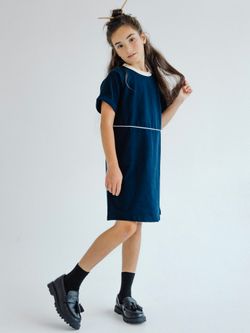 Школьное платье платье из хлопка синего цвета