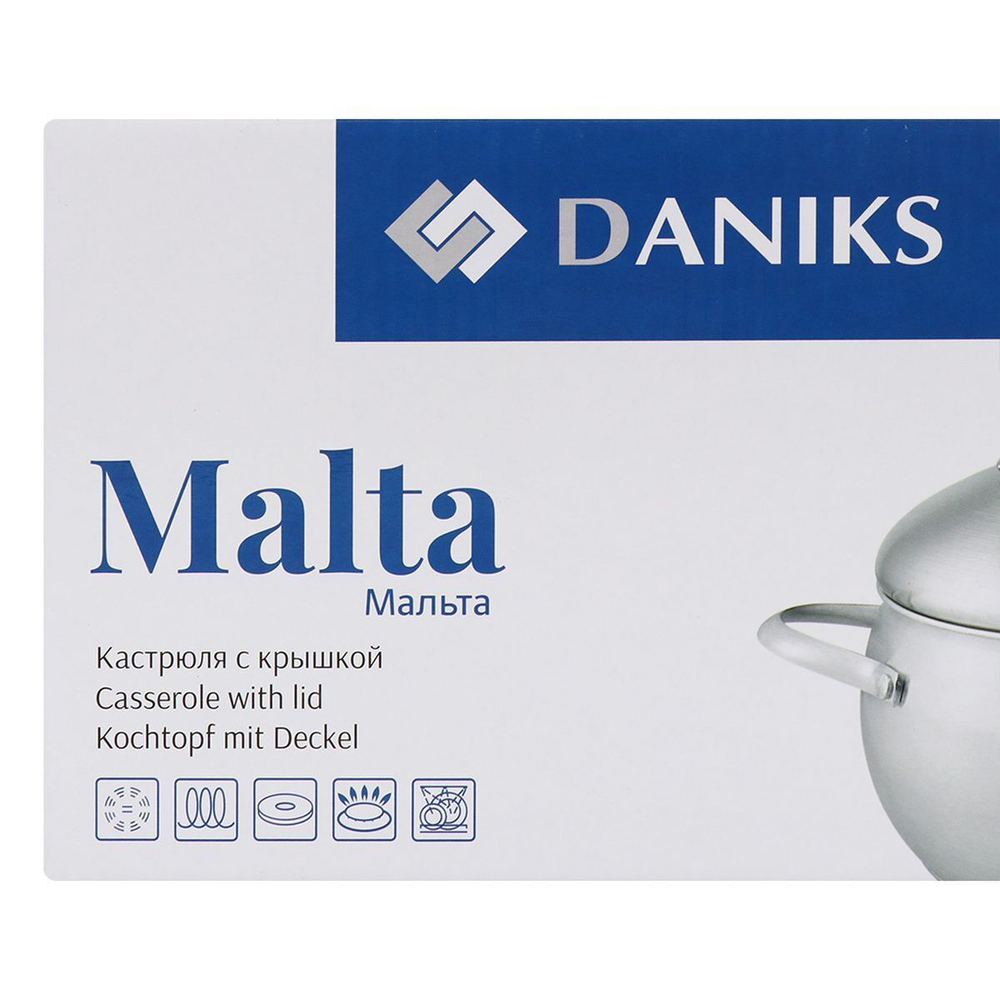 Кастрюля нерж, 2.9 л, с крыш, Daniks, Мальта, GS-01345KS-18CA, индукц