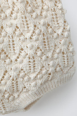 ZARA ВЯЗАНЫЕ ШОРТЫ С ЛЬНОМ, СВЕТЛО-БЕЖЕВЫЙ