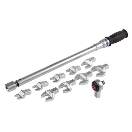 Цена на KING TONY (345203D11MR) Динамометрический ключ серии "FIT", 14х18 мм с набором рожковых насадок 13-30 мм, 60-340 Нм, кейс