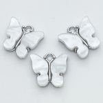 Подвеска Бабочка, цвет белый+серебро, размер 12*13 мм, цена за 1 шт