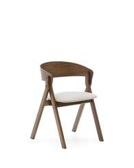 Стул Godia из дерева в цвете венге и бежевого шенилла