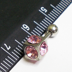 Микроштанга 8 мм для пирсинга ушей "Кубик". Медицинская сталь, цветные кристаллы.