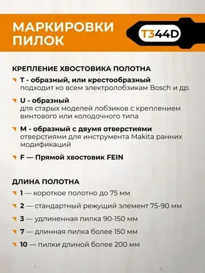 Пилки для лобзика по дереву и пластику 132 мм 2 шт T344D RAGE by VIRA