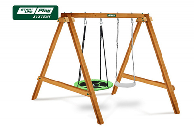 Качели деревянные + гнездо +лодочка белая