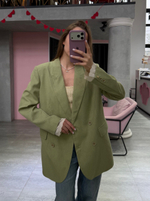 Пиджак с кружевом зеленый