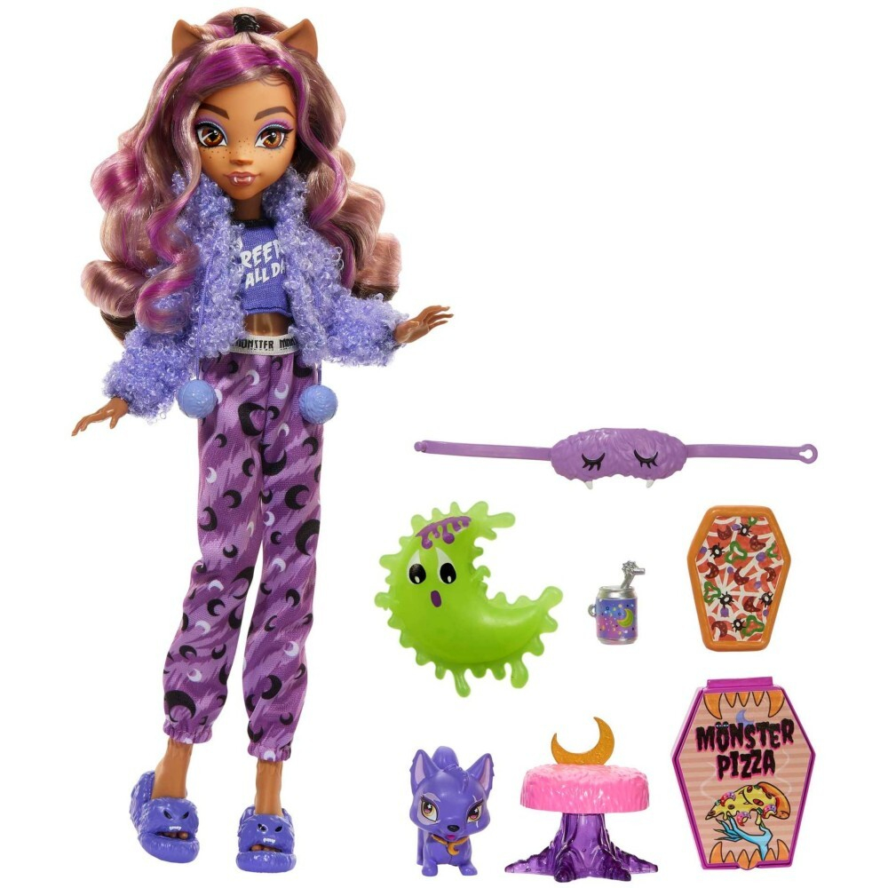 Monster High Пижамная вечеринка - кукла Clawdeen Wolf + питомец HKY67 / артикул   HPD55 HKY67  / GTIN 194735110742