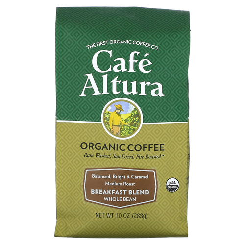 Cafe Altura, Organic Coffee, смесь для завтрака, цельные зерна, средняя обжарка, 283 г (10 унций)