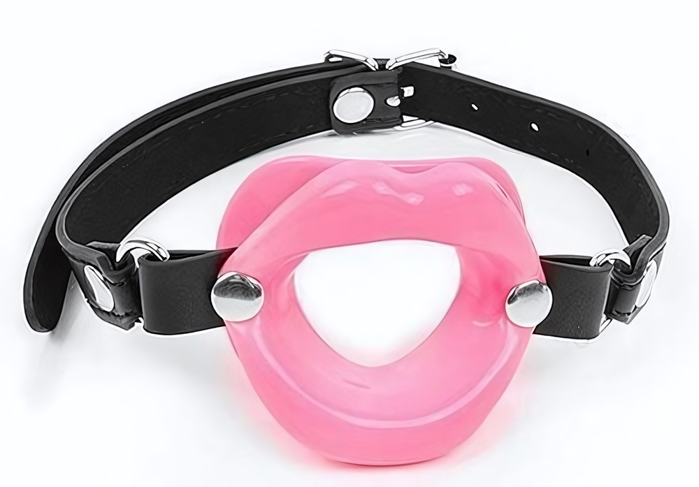 Розовый кляп-губки на черном ремешке (Цвет: розовый с черным)