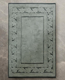 ZARA HOME ХЛОПКОВЫЙ КОВРИК ДЛЯ ВАННОЙ С КАЙМОЙ, ЗЕЛЕНЫЙ