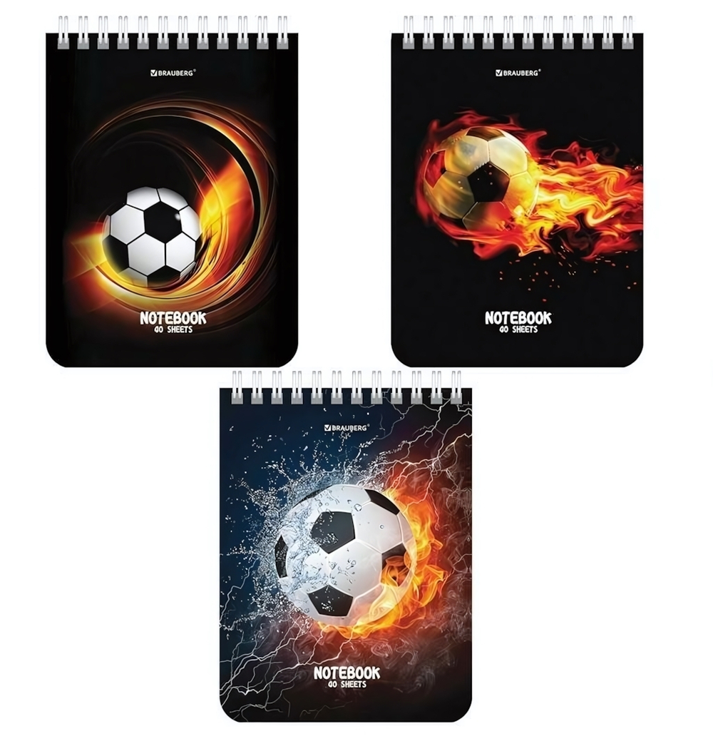 Блокнот А6 40л,клетка, на гребне "Футбол"(BRAUBERG)