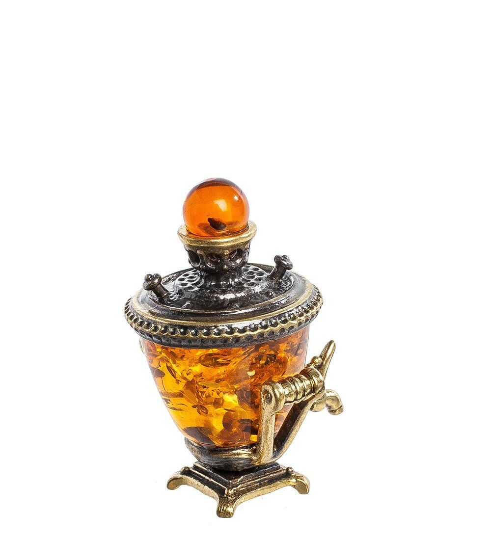 Народные промыслы AM-1286 Фигурка «Самовар Суздальский» (латунь, янтарь)