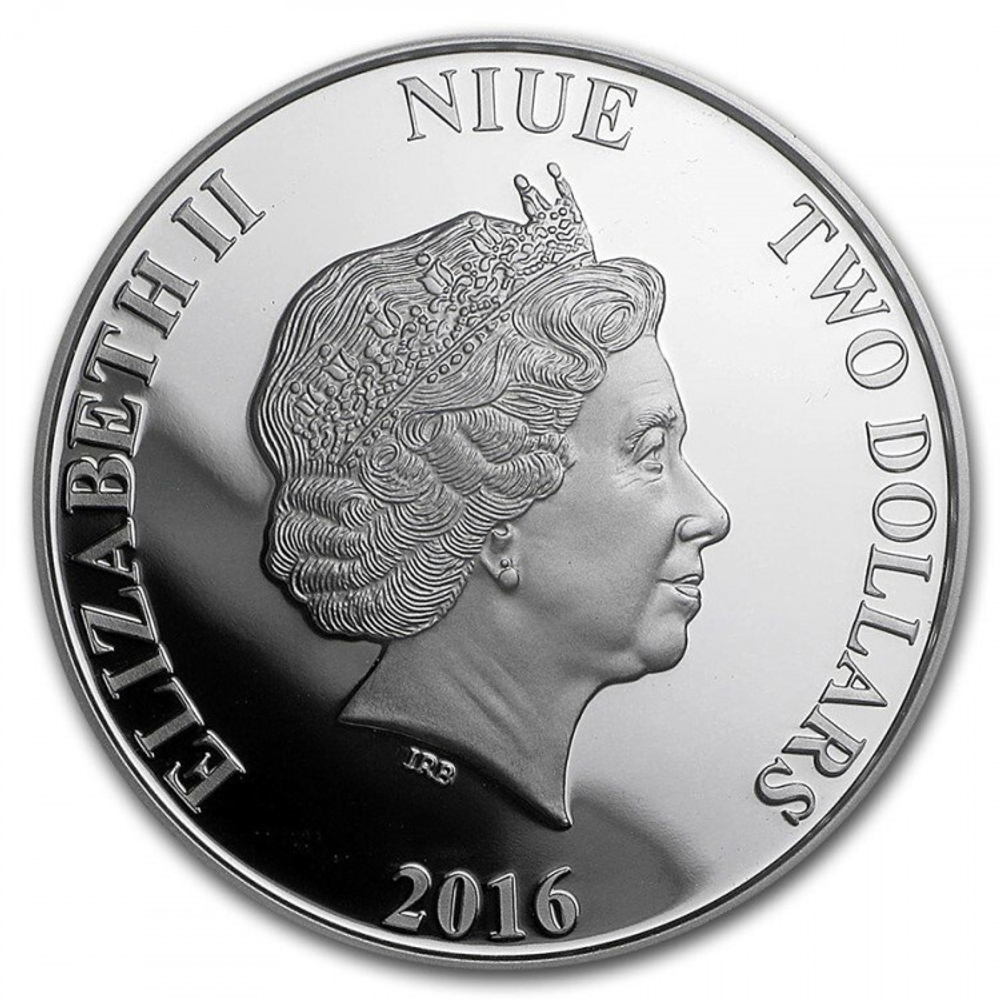 2 доллара 2016 Звездные войны. Капитан Фазма. Пробуждение силы.  О. Ниуэ Серебро