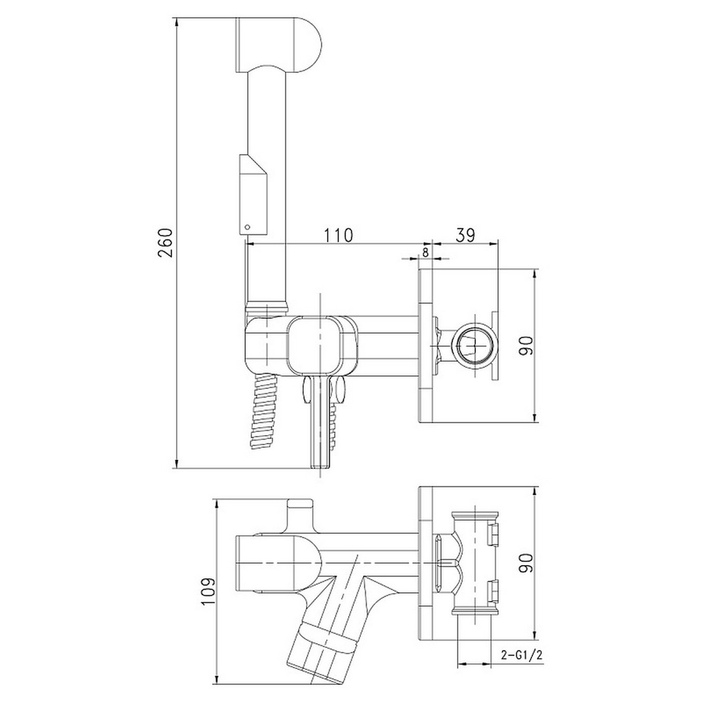 Смеситель с гигиенической лейкой 25к ПРОФСАН ПСМ-CB-0720 тип См-БдОРЗШл встраиваемый, ХРОМ