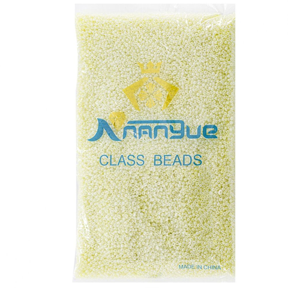 Бисер Alingar размер №12 вес 450 гр., светло-желтый перламутровый, непрозрачный, пакет