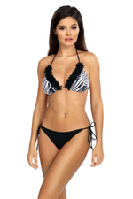 Стильный раздельный купальник на завязочках (Размер: 80/40) (Цвет: черный с белым)