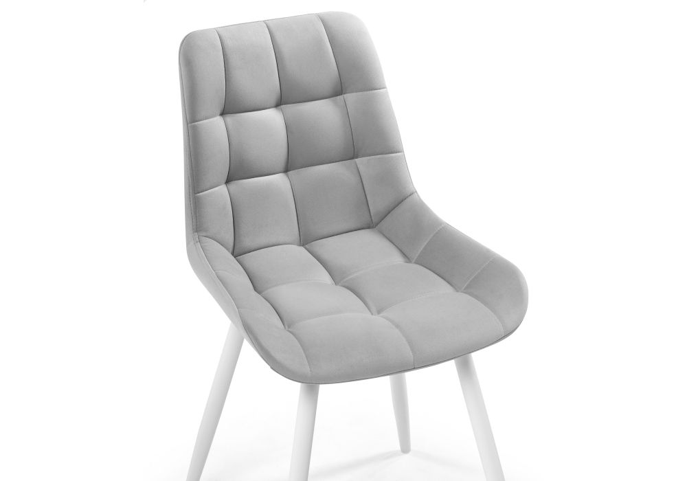 Стул на металлокаркасе Челси крутящийся велюр светло-серый / белый