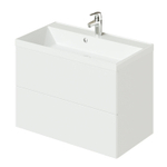 Комплект тумба ICON 80 (800х451х588) подвесная с раковиной CLARISSA 80 Белый глянец