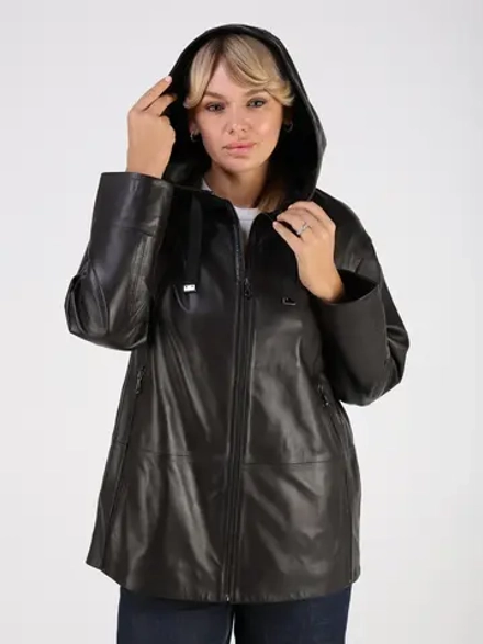 Кожаная куртка демисезонная с капюшоном