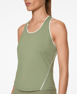 Oysho Майка из высокотехнологичной ткани с кантом, светлый хаки