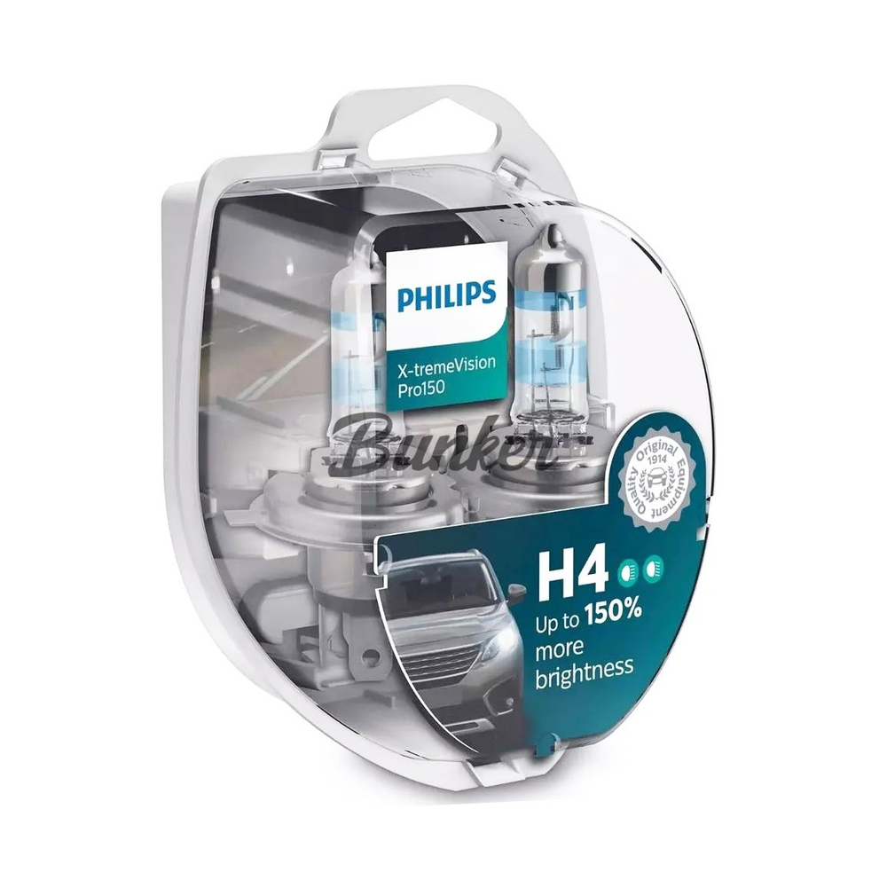 Галогеновые лампы PHILIPS X-treme Vision Pro+150% H4, 12V